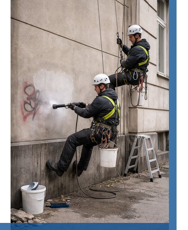 Удаление граффити с фасада в Благовещенске от 4674 р. | ВЫСОТНИК-Бгв