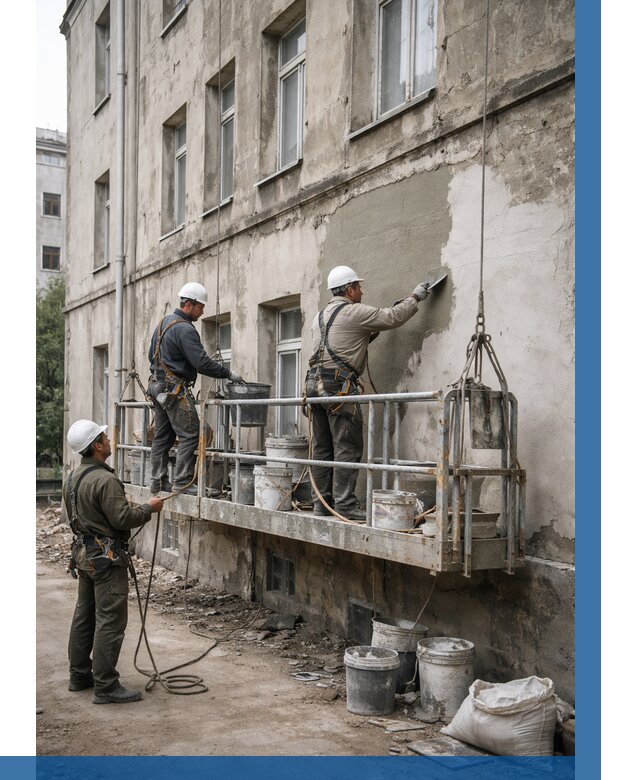 Капитальный ремонт фасада в Благовещенске от 4362 р. | ВЫСОТНИК-Бгв