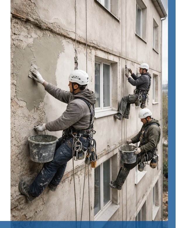 Ремонт штукатурного фасада в Благовещенске от 779 р. под ключ | ВЫСОТНИК-Бгв