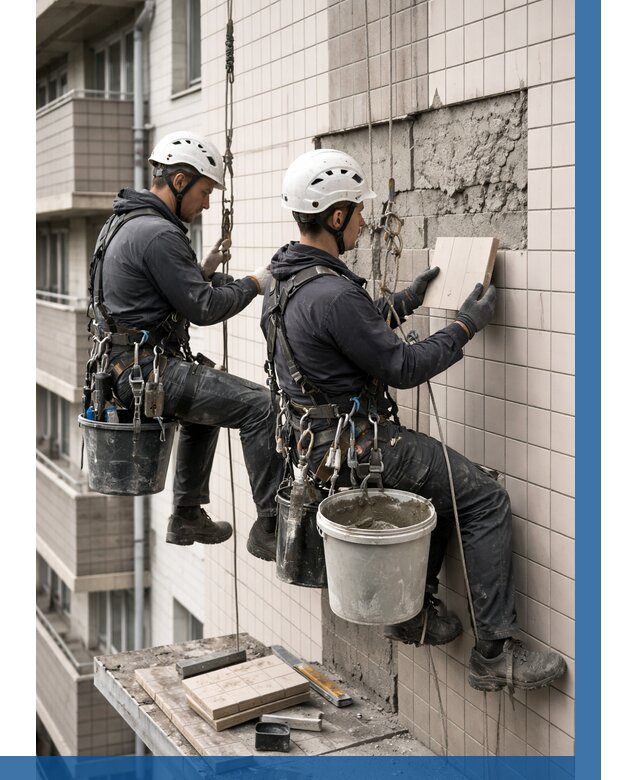 Ремонт облицовки фасада плиткой в Благовещенске от 1869 р. | ВЫСОТНИК-Бгв