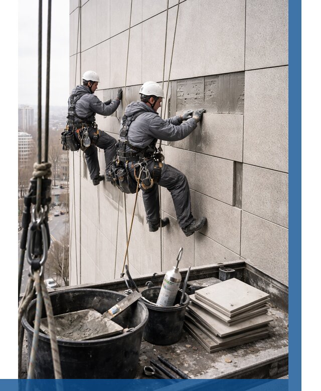 Ремонт фасада из керамогранита в Благовещенске от 2597 р. | ВЫСОТНИК-Бгв