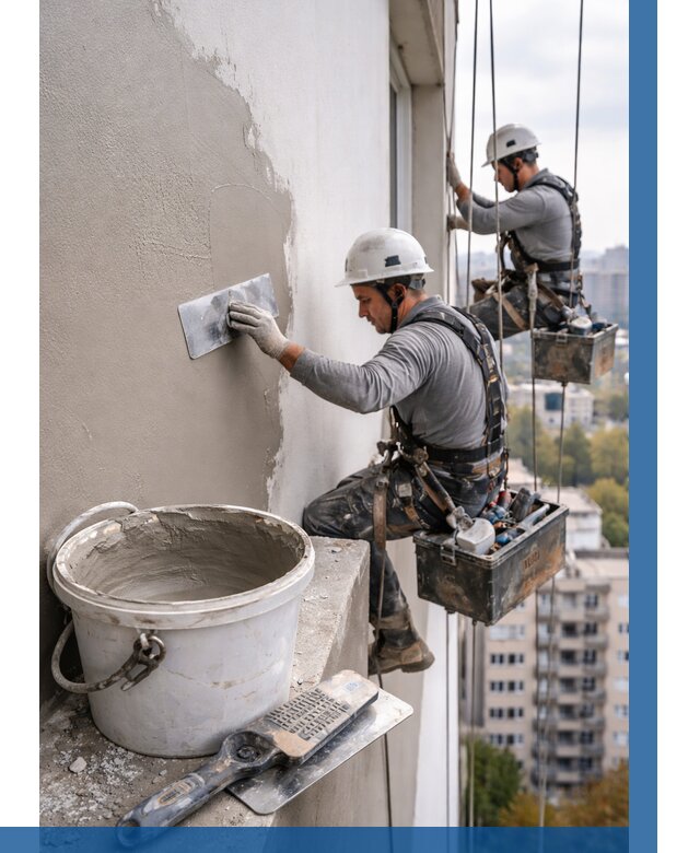 Шпаклевка фасада на высоте в Благовещенске от 727 р. | ВЫСОТНИК-Бгв