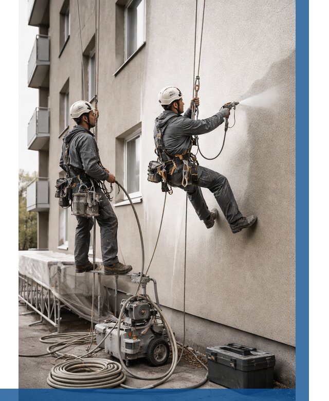 Безвоздушная покраска фасада в Благовещенске от 228 р/м² | ВЫСОТНИК-Бгв