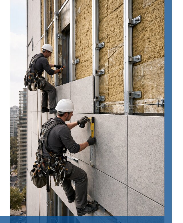 Монтаж вентилируемого фасада в Благовещенске от 3635 р. | ВЫСОТНИК-Бгв