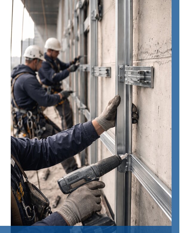 Монтаж подсистемы вентфасада в Благовещенске от 883 р. | ВЫСОТНИК-Бгв