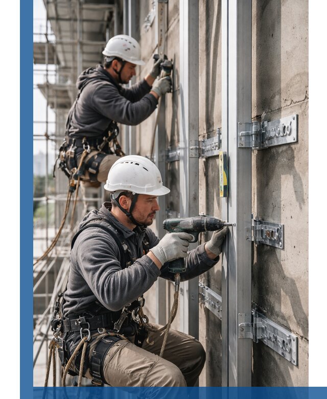 Монтаж и крепление подсистемы вентфасада в Благовещенске