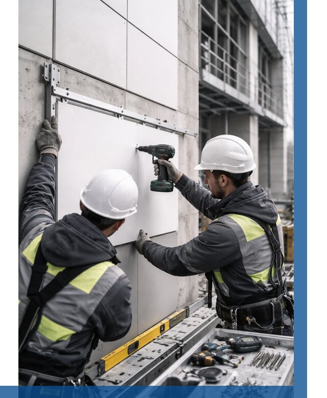 Монтаж композитных панелей фасада в Благовещенске от 2597 р. | ВЫСОТНИК-Бгв