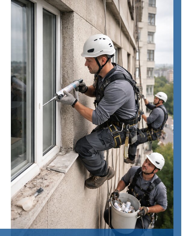 Герметизация оконных швов снаружи в Благовещенске от 1558 р. | ВЫСОТНИК-Бгв