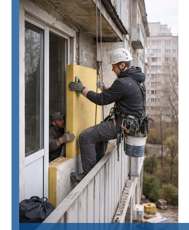 Профессиональное утепление балкона снаружи в Благовещенске под ключ