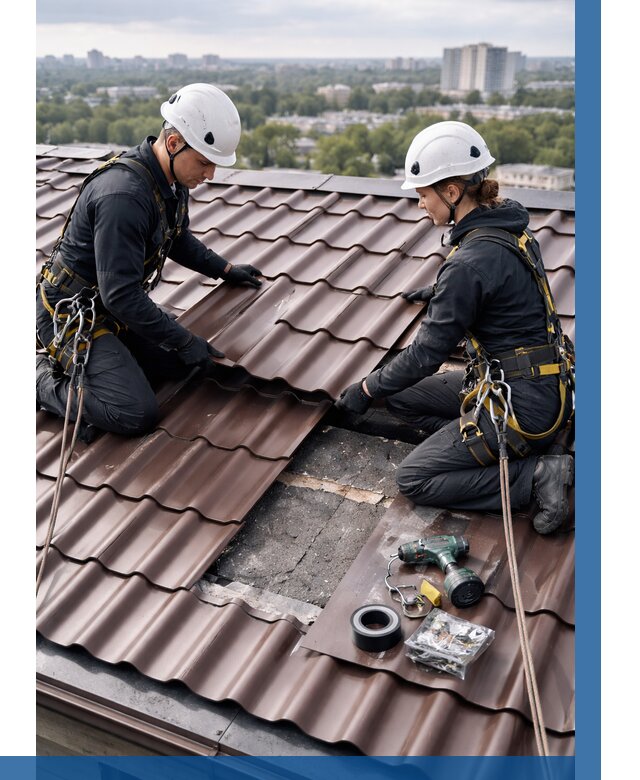 Ремонт металлочерепицы на крыше в Благовещенске от 935 р. | ВЫСОТНИК-Бгв