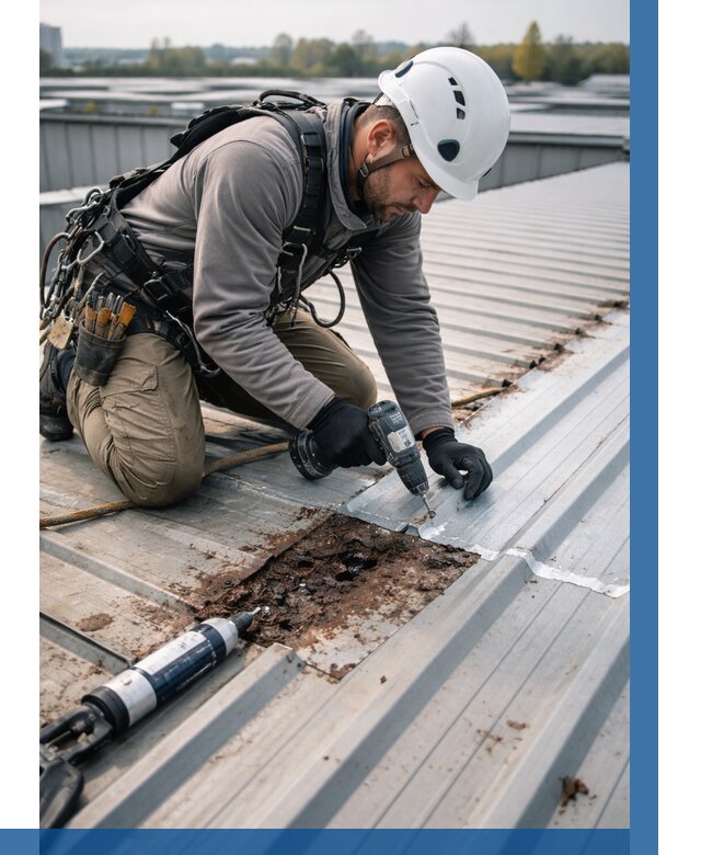 Ремонт профнастила на кровле в Благовещенске от 727 р. | ВЫСОТНИК-Бгв