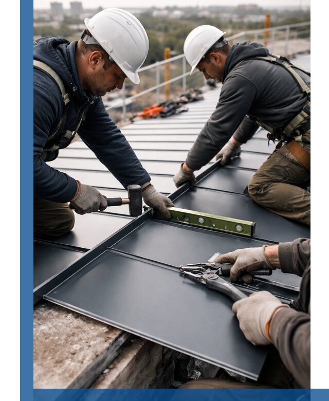 Монтаж фальцевой кровли в Благовещенске для промышленных зданий