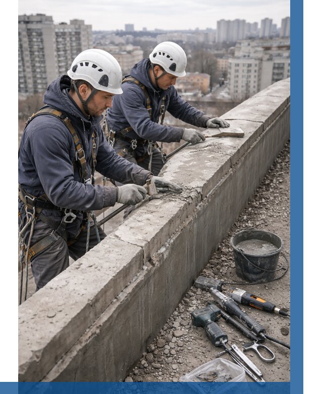 Ремонт парапета на кровле в Благовещенске от 1558 р. | ВЫСОТНИК-Бгв