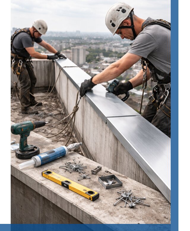 Монтаж парапетных крышек в Благовещенске от 831 р. | ВЫСОТНИК-Бгв