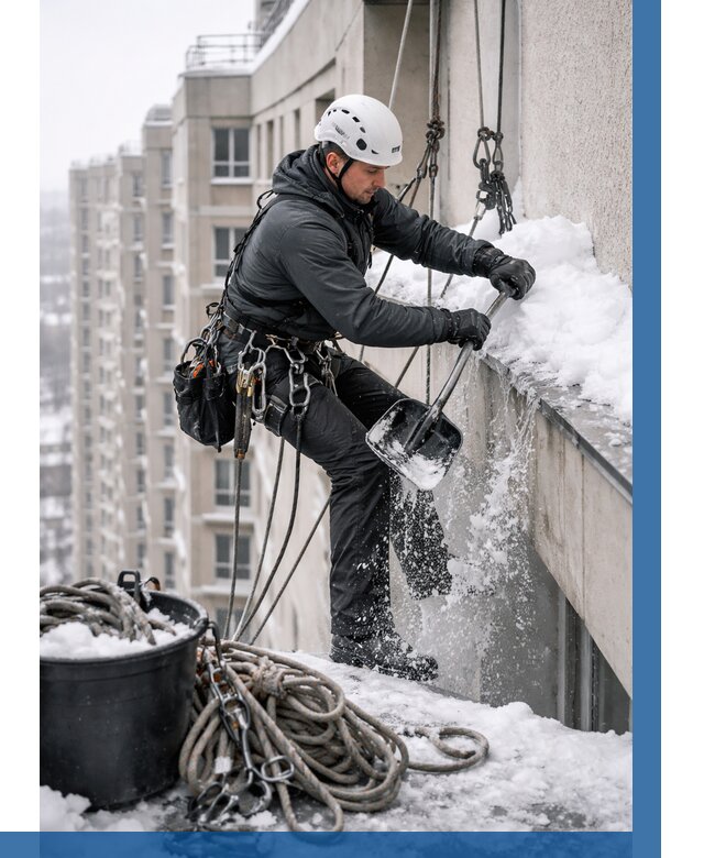 Очистка карнизов от снега в Благовещенске от 312 р. | ВЫСОТНИК-Бгв