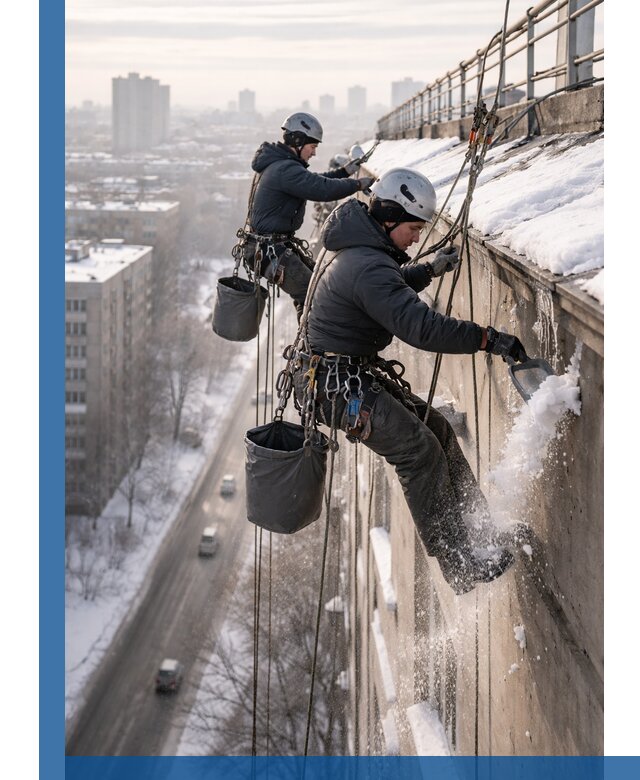 Очистка карнизов от снега в Благовещенске профессионально и безопасно