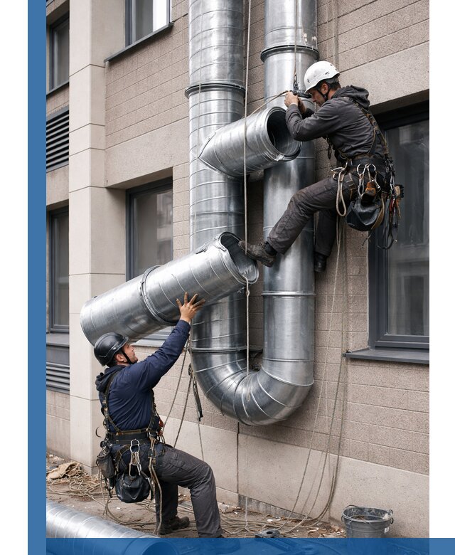 Монтаж фасадных воздуховодов в Благовещенске с герметизацией и крепежом