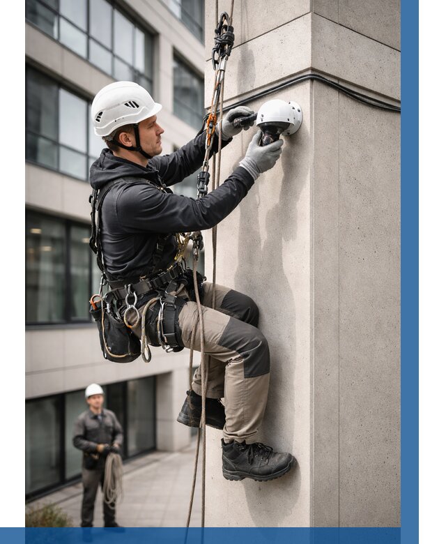 Монтаж камер видеонаблюдения на фасаде в Благовещенске от 8828 р.-ВЫСОТНИК-Бгв