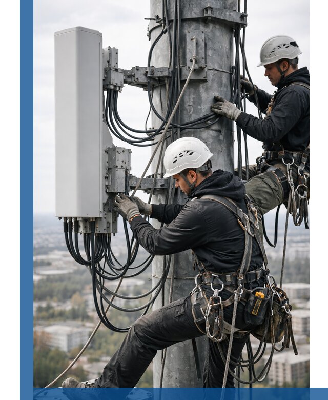 Монтаж оборудования связи на мачте в Благовещенске с пусконаладкой