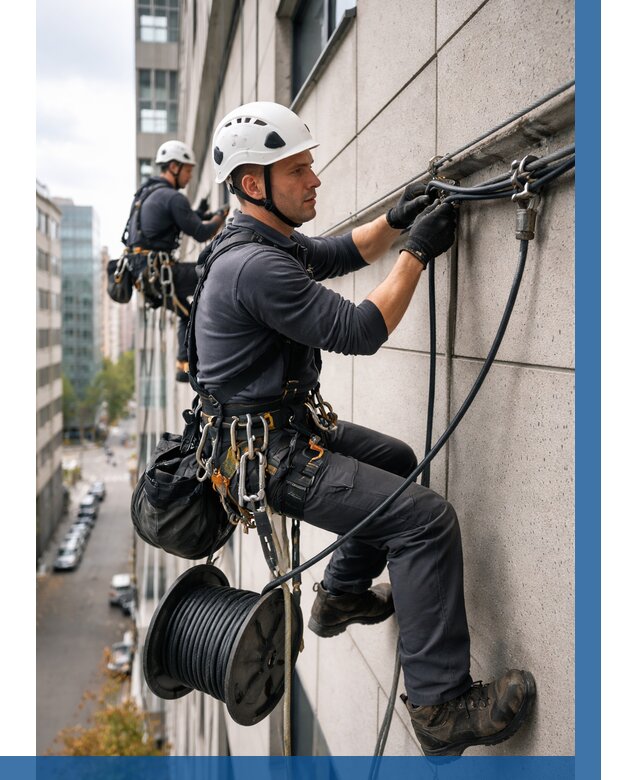 Прокладка кабеля по фасаду в Благовещенске от 364 р. | ВЫСОТНИК-Бгв