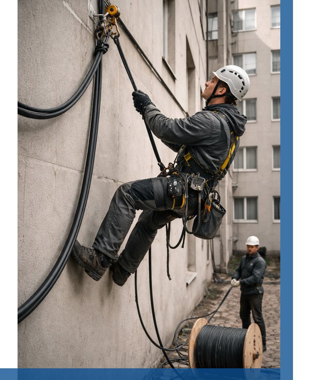 Протяжка кабеля питания на высоте в Благовещенске от 467 р. | ВЫСОТНИК-Бгв