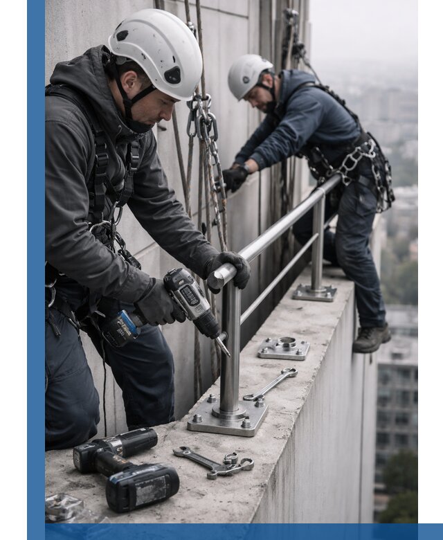 Монтаж перил на высоте в Благовещенске для жилых и промобъектов