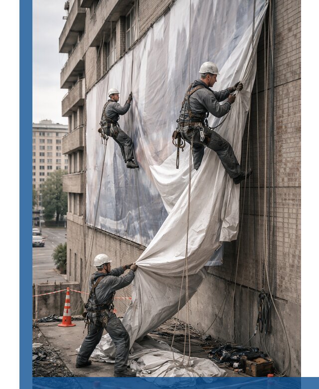 Демонтаж баннеров с фасада в Благовещенске оперативно и безопасно