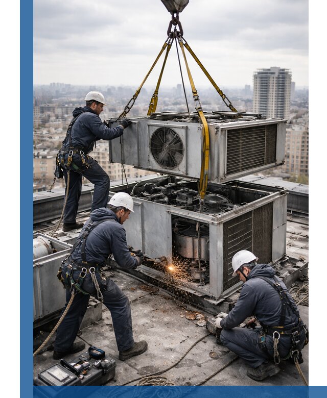 Демонтаж крышной установки в Благовещенске любой сложности