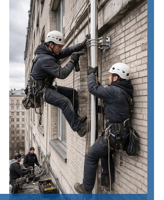 Монтаж флагштока на здании в Благовещенске от 6751 р. | ВЫСОТНИК-Бгв