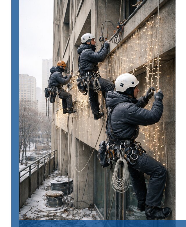 Монтаж новогодней иллюминации и украшение фасадов в Благовещенске