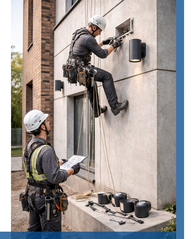 Монтаж фасадного освещения в Благовещенске от 2597 р. | ВЫСОТНИК-Бгв