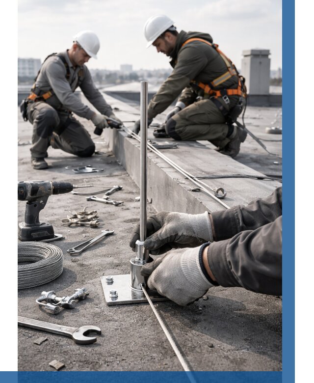 Монтаж молниезащиты на кровле в Благовещенске цена от 25965 р. | ВЫСОТНИК-Бгв