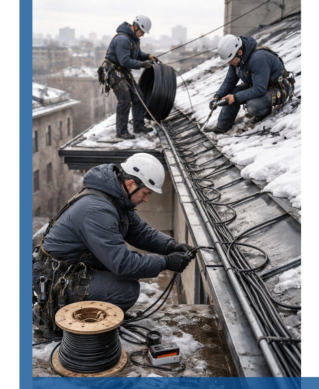Монтаж греющего кабеля на кровле в Благовещенске под ключ