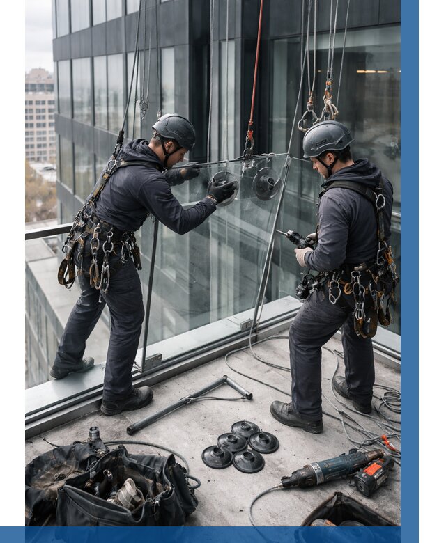 Монтаж стеклянных ограждений в Благовещенске от 2597 р. | ВЫСОТНИК-Бгв