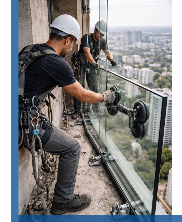 Монтаж стеклянных ограждений под ключ с гарантией в Благовещенске