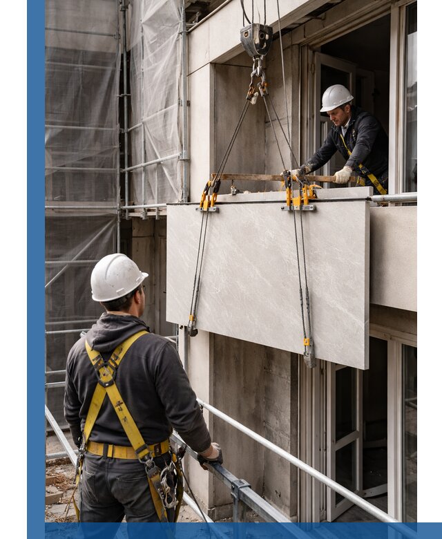 Подъем керамогранита на этаж в Благовещенске грузчиками и техникой