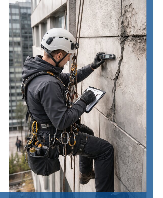 Обследование фасада альпинистами в Благовещенске от 125 р. | ВЫСОТНИК-Бгв