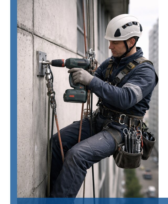 Установка анкерных точек для высотных работ в Благовещенске